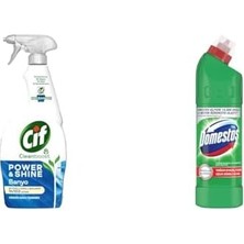 Cif Power Cleanboost Sprey Temizleyici Banyo Için Temizleyici ve Kireç Çözücü 750 Ml(1) Domestos Yoğun Kıvamlı Çamaşır Suyu Maksimum Hijyen Dağ Esintisi, 750 Ml(5)