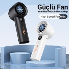 Cevval T-100 Turbo El Fanı Dijital Göstergeli Şarjlı Mini Taşınabilir Fan 199 Kademeli Güçlü Rüzgar