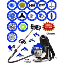 Cros Lombard İtaly L-9900 V-tec 14 Parça Full Set Sırt Tipi Benzinli Çalı Çim Biçme Tırpanı Güçlü Yüksek Performans
