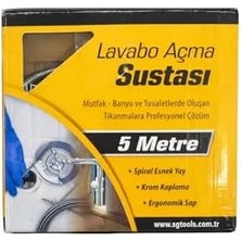 Lavabo Açma Sustası, 5 Metre, Spiral Esnek Yay, Krom Kaplama, Ergonomik Sap, Mutfak Banyo ve Tuvalet Için