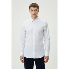 Giotelli Erkek Beyaz Dar Kesim Slim Fit %100 Pamuk Sivri Yaka Klasik Gömlek