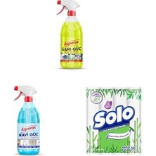 Asperox Sarı Güç Yağ Çözücü Sprey 1000 ml X1 + Asperox Mavi Güç Kireç Çözücü Sprey 1000 ml X1 + Solo 16'lı X1