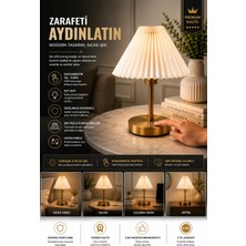 Lumexx Rumeli Dokunmatik Eskitme Pileli Krem Abajurlu Masa Lambası