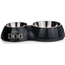 Köpek Ikili Mama ve Su Kabı, Paslanmaz Çelik, 37X22CM, 350ML ve 700ML