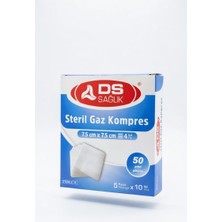 Ds Sağlık Steril Gaz Kompres, 7.5 x 7.5 Cm, 4 Katlı, 50 Adet