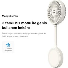 Smart Manyetik Fan Taşınabilir Vantilatör USB Type-C Şarj Edilebilir Ultra Sessiz 3 Hız Kademeli Soğutucu Magsafe Uyumlu Telefon Fanı (Beyaz) X6104