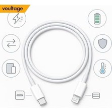 20W Type-C To Lightning Hızlı Şarj ve Veri Kablosu - Beyaz (1 Metre) - Iphone 14, 13, 12, 11, Ipad Uyumlu Esnek ve Dayanıklı Şarj Kablosu