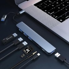 Çoklayıcı Adaptör 8 In 1 Usb/type-C To USB A, USB C Uyumlu Çevirici Adaptör Çok Portlu Çoklayıcı 8in1 USB Hub Titanyum Renk BYL2218TU
