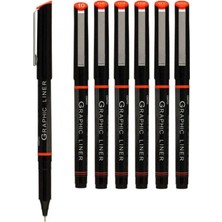 Ohto Graphic Liner Metal İğne Uçlu Rapido Çizim Kalemi 6'lı Set Siyah Renkli Kalemler