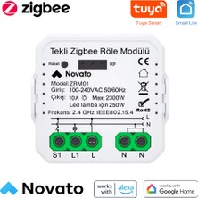 Novato Tuya Ve eWelink Uyumlu Zigbee Akıllı Anahtar (10A - 220V Röle) Tek Çıkışlı, Anahtar Girişli, Google Asistan, Alexa Home Assistant Zigbee2MQTT ZHA Destekli Switch