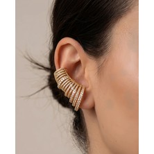 Eva Takı Store Ear Cuff Çoklu Sıra Zirkon Taşlı Kıkırdak Küpesi 4cm