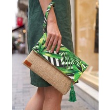 Kadın Portföy & Clutch & 0muz Çantası Yeşil Ekru