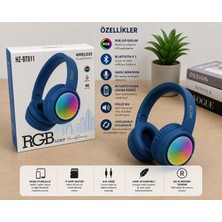 GUNKES HZ-BT911 Rgb LED Işıklı Bluetooth 5.3 Kablosuz Kulak Üstü Kulaklık Tf Kart Destekli Mikrofonlu