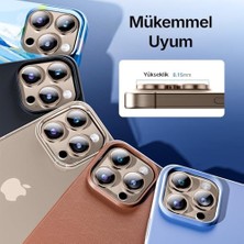 HBMB Store 16 Pro ve 16 Pro Max ile Uyumlu Kolay Kurulum Aparatlı Alüminyum Alaşım Çerçeveli ve 9h Sertliğinde Temperli Camlı Lens Koruyucu (Çöl Titantum, Lens Glass)