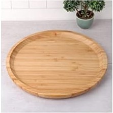 HBMB Store 2 Adet 20 cm Bambu Ahşap Yuvarlak Pasta Kahvaltı Servis Sunum Tabağı