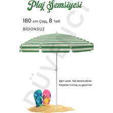 Düvenci Toptan Yeşil Beyaz Plaj Şemsiyesi 180CM, 8 Telli