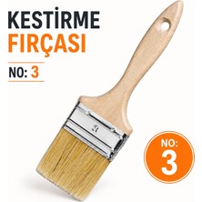 Badem10 Ahşap Saplı Kestirme Boya Fırçası No:3 Profesyonel Duvar Tavan Köşe Boyama Fırçası Dayanıklı