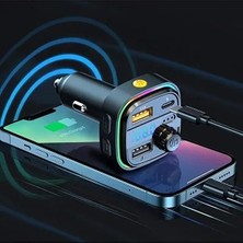 HBMB Store Araba Müzik Çalar Kablosuz Çift USB + Type-C Bt 5.0 Araba Fm Modülatör Verici