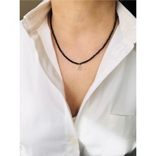 Devi Fashion Minimal Baget Siyah Zarif Kolye 45 cm