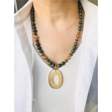 Devi Fashion Yeşil Doğal Taş Kolye (59 Cm)