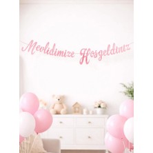 İstoç Parti Mevlidimize Hoşgeldiniz Yazılı Pembe Kaligrafi Banner
