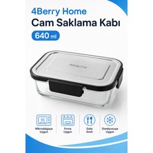 4Berry 640 ml Kilitli Cam Saklama Kabı – Inoks Kapaklı Yemek ve Kahvaltılık Kabı