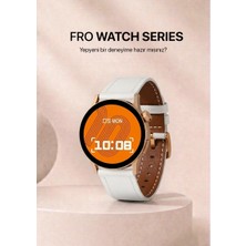 Fro LW38 Gold Kasa 38 mm Beyaz Kordon Akıllı Saat
