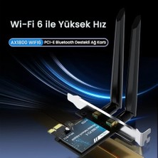 HBMB Store AX1800 Wi-Fi 6 Alıcı ve Bluetooth 5.2 Adaptör 5db Dual Anten Pcıe Wifi Ağ Kartı