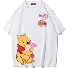 Brz Collection Unisex Oversize Pooh & Piglet T-Shirt (Beyaz)