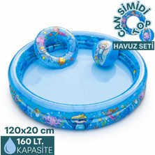 Blooma Yuvarlak Şişme Havuz Seti 120 cm – Simit ve Plaj Topu Hediyeli