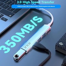 HBMB Store Inca IUSB-04TXT Usb-C Hub, 4 Bağlantı Noktalı, 1x USB 3.0 + 3x USB 2.0, Ince Alüminyum Kasa