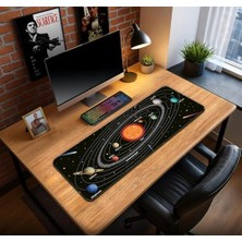 HBMB Store Güneş Sistemi ve Gezegenler Oyun Gaming Klavye Mouse Pad Masa Matı 70X30CM Kaymaz Kauçuk Taban Dikişli Kenar
