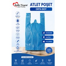 Kalbi Ticaret Kalın Mavi Poşet Orta Boy 1 kg Hışır Atlet Poşet Market Manav Poşeti Çöp Poşeti