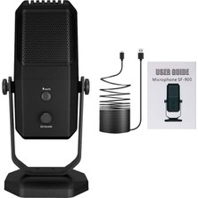 HBMB Store Yanmai Profesyonel USB Condenser Mikrofon – 4 Yönlü Direktif, 20Hz-20KHz Frekans, Kulaklık Çıkışı, Tek Tuş Sessize Alma, Ses Ayarı, 15MM Stand Uyumlu SF-900