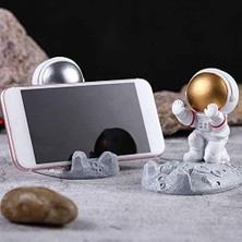 HBMB Store Astronot Telefon Tutucu Astronot Şekil Uzay Adamı Heykeli Masaüstü Telefon Braketi Masaüstü Süs Ev Ofis
