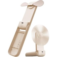 HBMB Store SNN01 Katlanabilen 3 Kademeli Portatif Soğutucu El Fanı Mini Vantilatör USB Şarjlı 10 Saat Kesintisiz Ferahlık Krem Renk