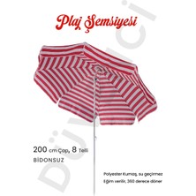 Düvenci Toptan Kırmızı Beyaz 200CM, 8 Telli Plaj Şemsiyesi