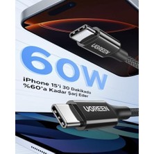 HBMB Store Usb-C 60W 3A Qc Pd Örgülü Hızlı Şarj Kablosu, 2 Metre, Beyaz, 35254