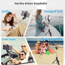 HBMB Store Selfie Çubuğu – 3’ü 1 Arada Bluetooth Uzaktan Kumandalı Telefon Tutucu, 360° Döner Başlık, Ios & Uyumlu, Vlog Youtube Tiktok Video Çekimi Için Hafif