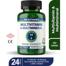 Multimed Multivitamin – 12 Vitamin + 6 Mineral + Ginseng + Q10 + Lutein + Kolin – 120 Tablet