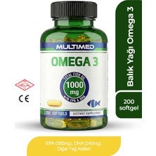 Multimed Omega 3 Balık Yağı 1000 mg – Trigliserid Formu Yüksek Emilim – 200 Softgel