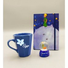 As Gift Öğretmenler Gününe Özel Küçük Prens Temalı Defter & Kişiye Özel Mavi Kupa & Küçük Prens Kar Küresi Hediye Seti