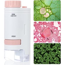 HBMB Store Mini El Mikroskopu, 200X Büyütme Kapasitesi, LED Işıklı Tasarım, Hd Yüksek Görüntü Kaliteli, Tek Elle Rahat Kullanımlı, Hafif ve Kompakt Tasarımlı, Eğlenceli ve Öğretici Mini El Keşif Mikroskopu