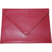 2K Kaymaz A4 130-6 Suni Deri Çıtçıtlı Zarf Çanta Kırmızı