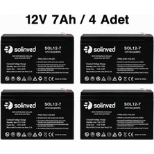 Solinved 12V 7AH Kuru Tip Akü (4 Adet)