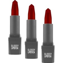 HBMB Store Uzun Süre Kalıcı Yoğun Renk Veren Nemlendirici Parlak Ruj - Glossy Lipstick 323 Ruby Red (3 Paketi)