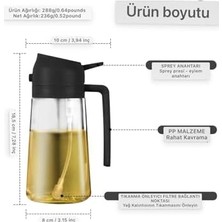 HBMB Store 1 Adet 2'si 1 Arada Cam Yağ Püskürtücü ve Dağıtıcı,yağlık,yağdanlık,siyah