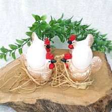 HBMB Store Dafniart 4 Lü Sevimli Tavuk Şeklinde Yumurtalık Dekor Krem