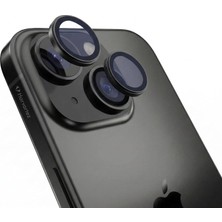 HBMB Store 15/15 Plus ile Uyumlu Safir Kamera Lens Koruyucu - Alüminyum Çerçeveli, Hizalama Aparatlı, Su Geçirmez Glue Layer,%95+ Kristal Netlikte 9h Safir Cam - Siyah