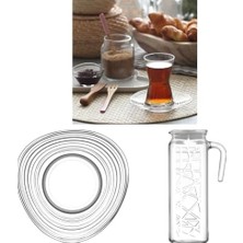 HBMB Store Lav Komple Çay Servisi (Lav Derin 12'li Çay Seti, Lav Derin 6'lı Çay Tabağı, Lav Tekli Sürahi)